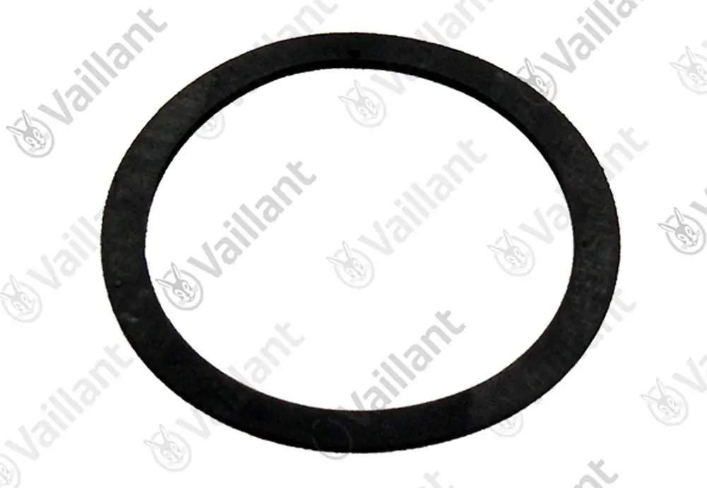 Schwarze Dichtung von Vaillant, kreisförmig und flach, geeignet für verschiedene Heizsysteme.